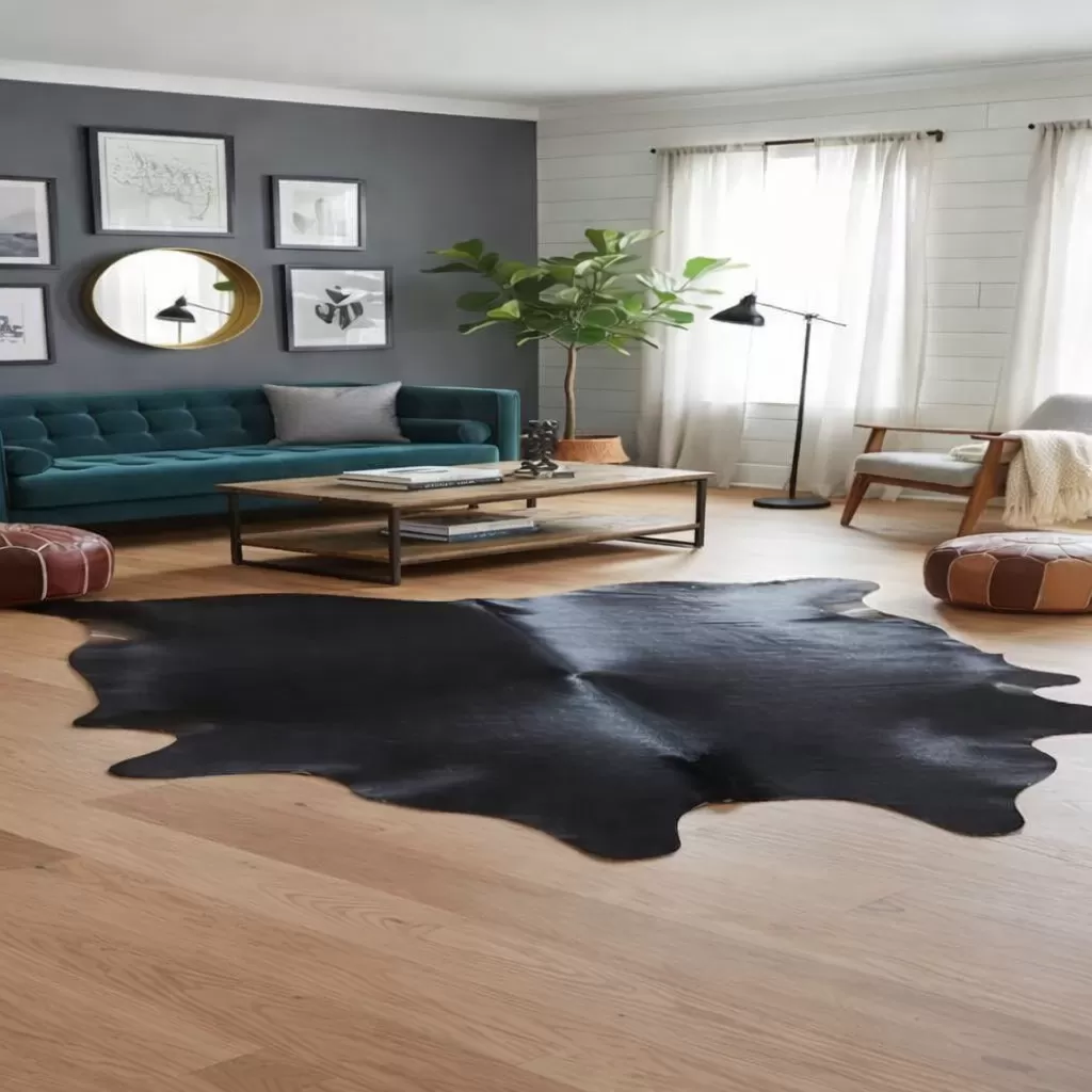 Black cowhide rug versatile styling