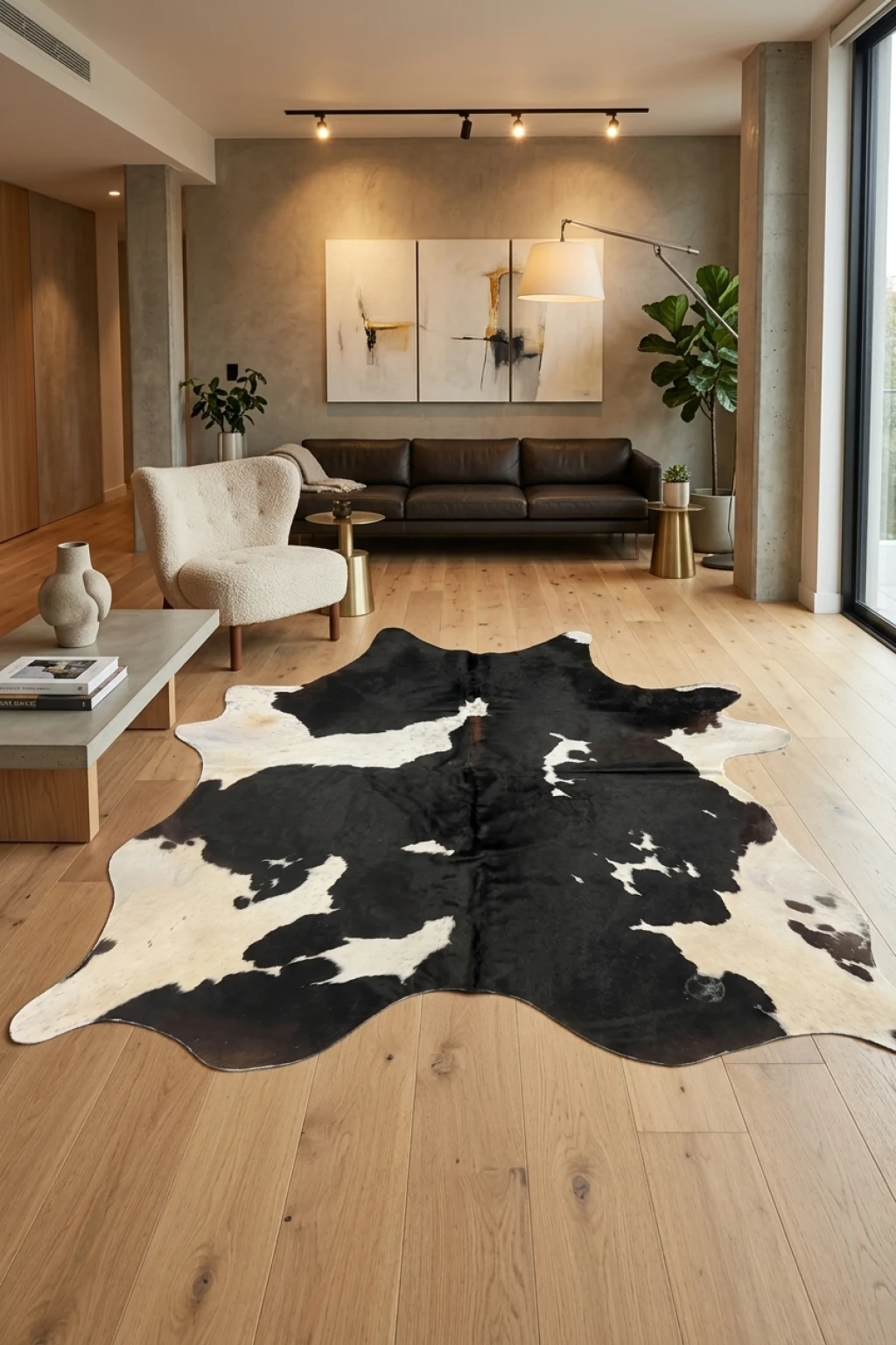 Audrey Black and white Cowhide Rug 8' L X 7'1" W