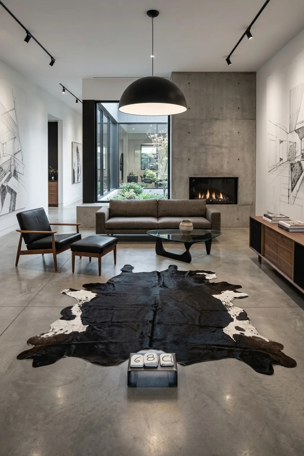 Audrey Black and white Cowhide Rug 6'8" L X 6'4" W