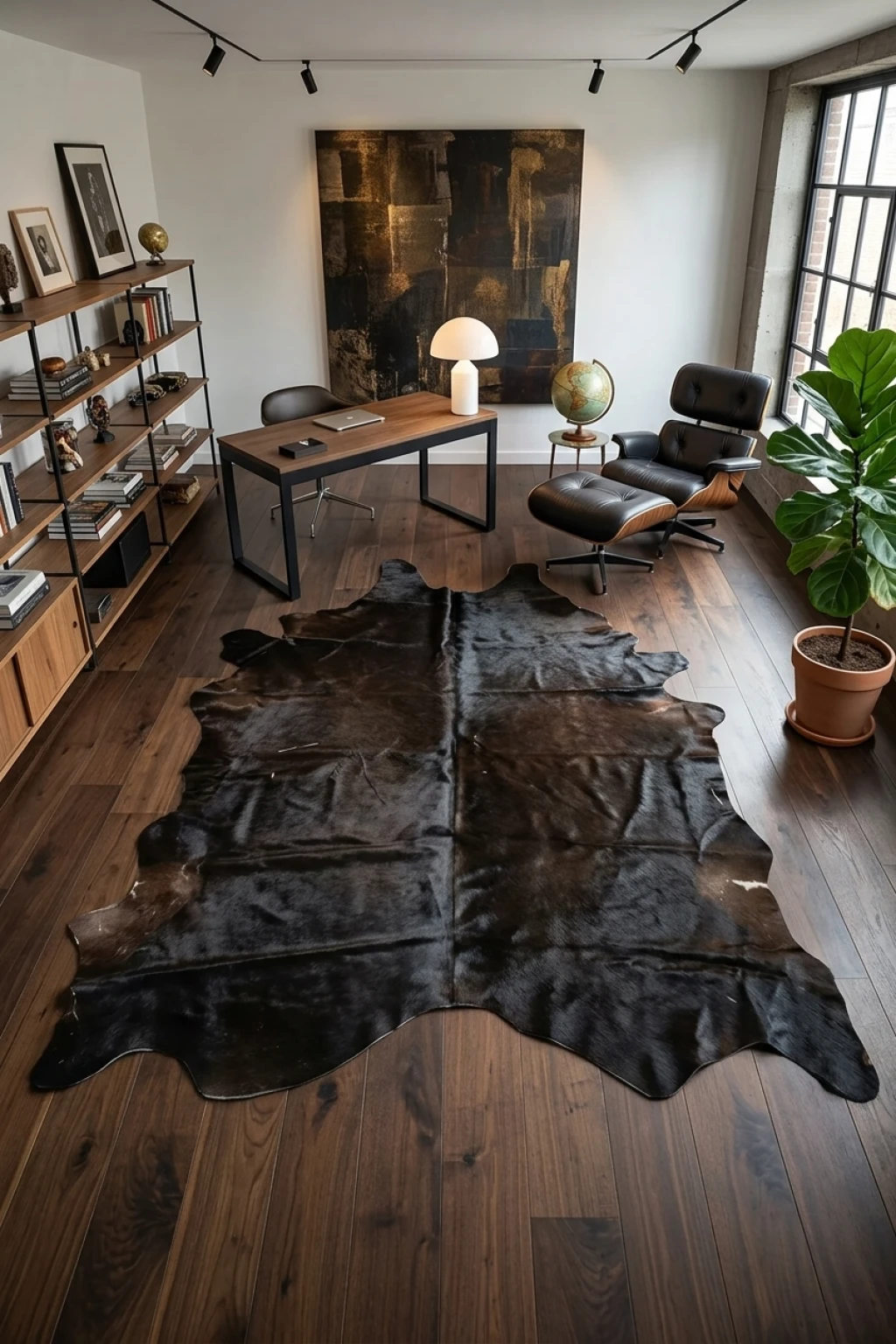 Ava Black Cowhide Rug 8' L X 6'5" W
