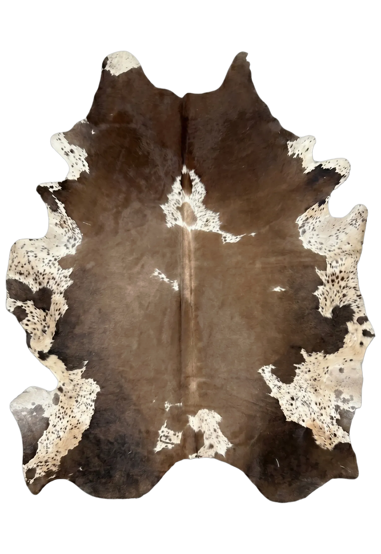 Gisselle Brown and White Cowhide Rug 7'3" L X 6'3" W