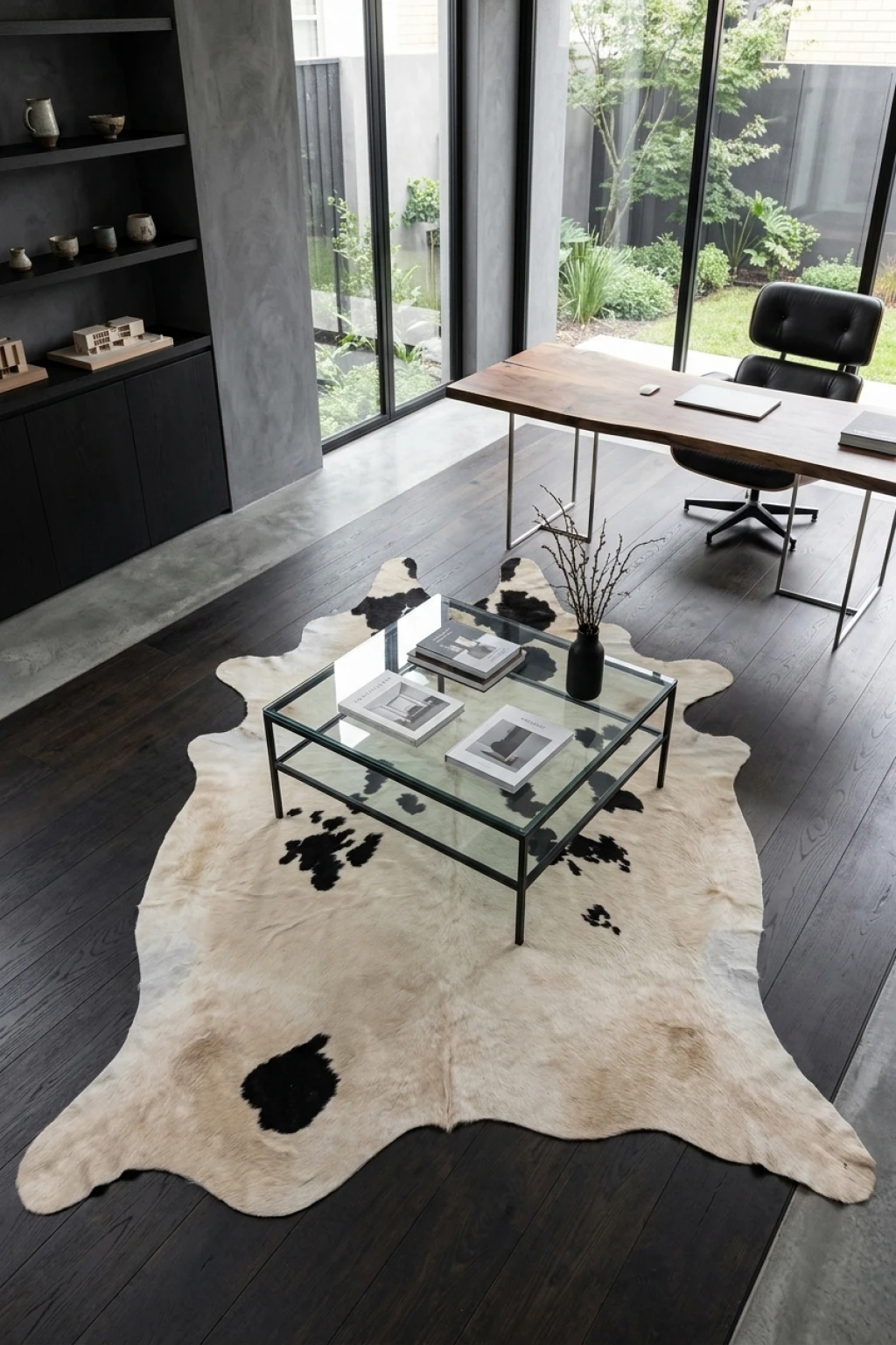 Audrey Black and white Cowhide Rug 8'1" L X 6'10" W
