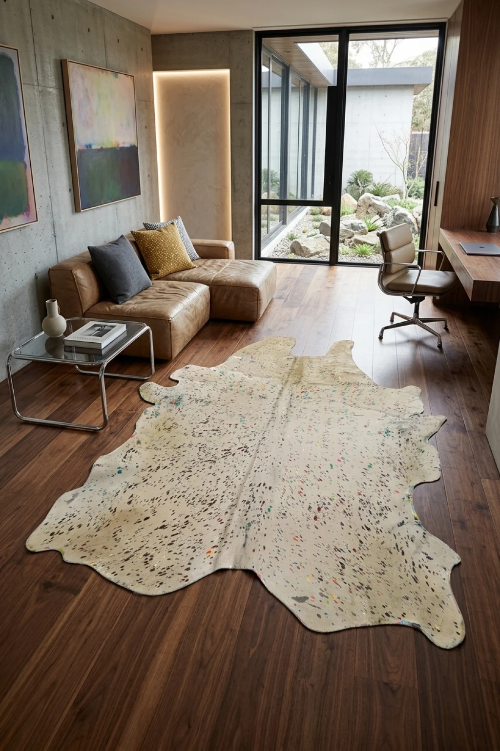 Luma Metallic Color Cowhide Rug 7'8" L X 6'1" W