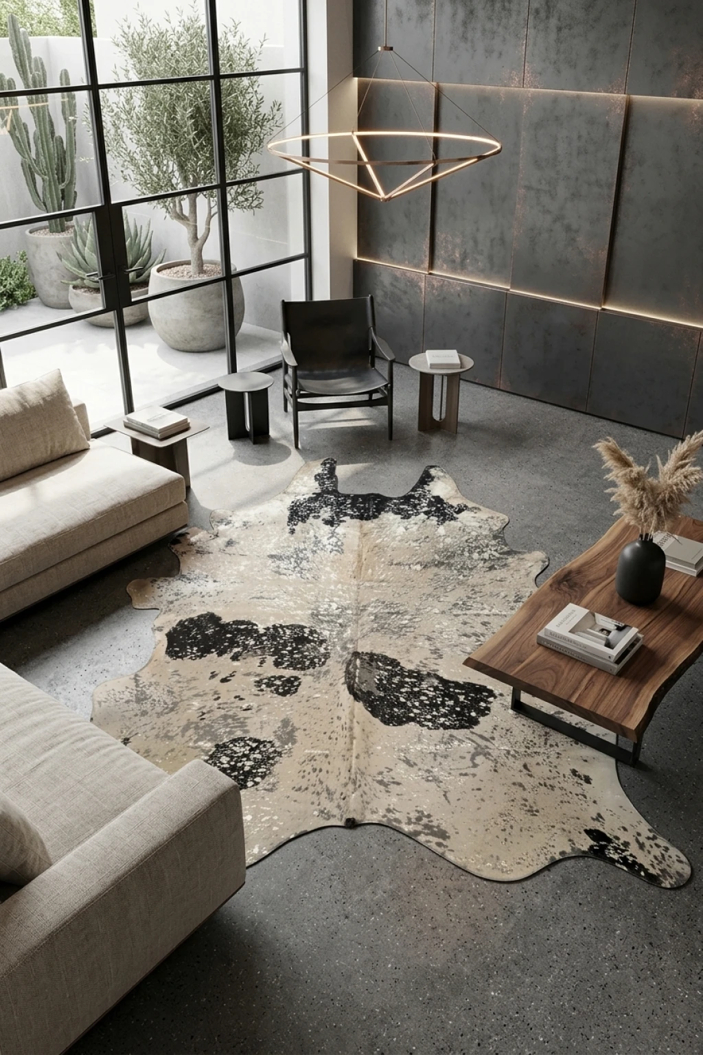 Audrey Black and white Cowhide Rug 8'2" L X 6'7" W