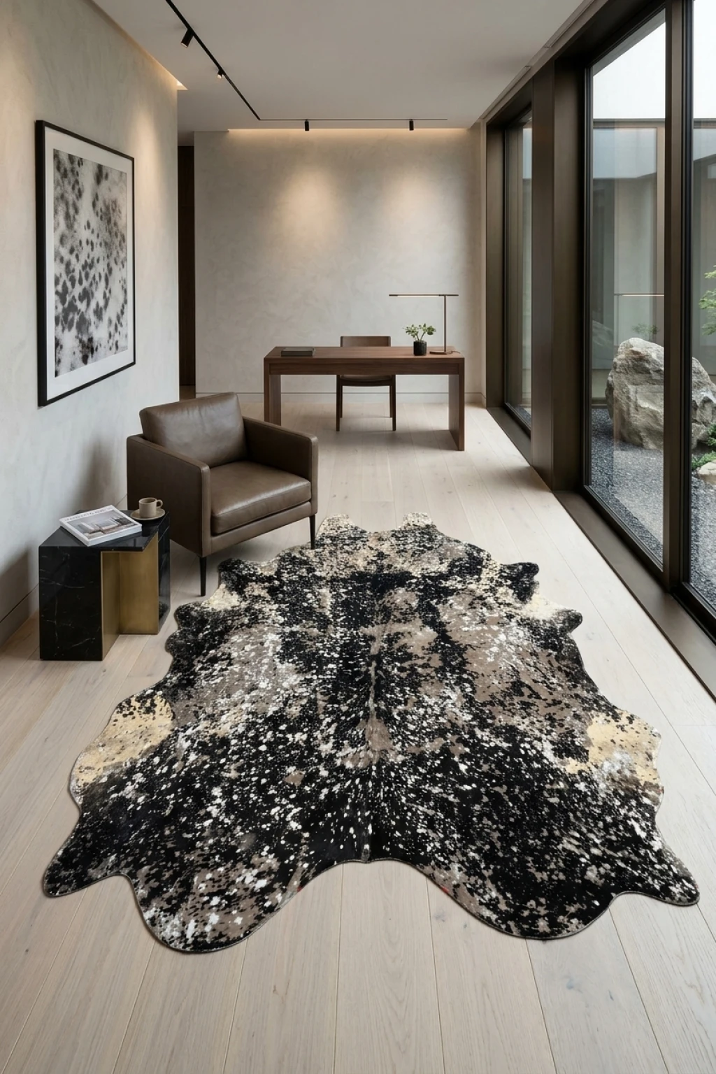 Luma Metallic Silver Cowhide Rug 8'7" L X 7'3" W