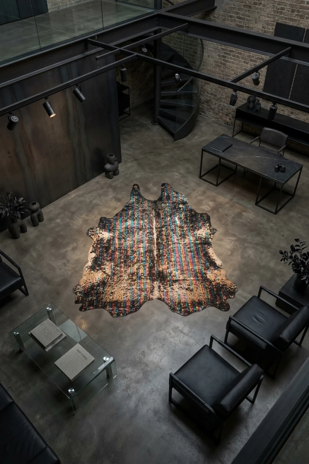 Luma Metallic Color Cowhide Rug 7'8" L X 6'6" W