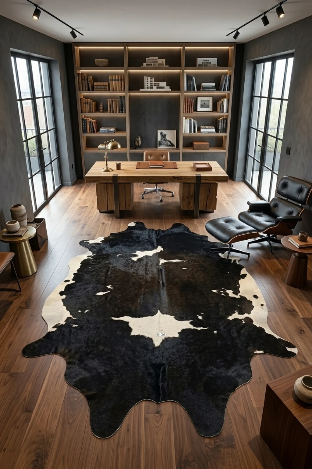 Audrey Black and white Cowhide Rug 8' L X 5'8" W