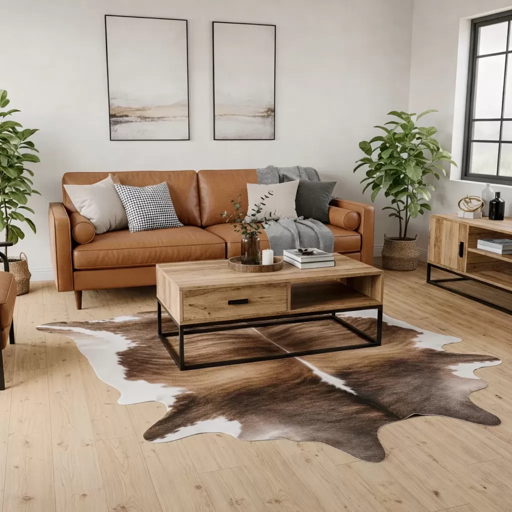 Brown cowhide rug preview 4
