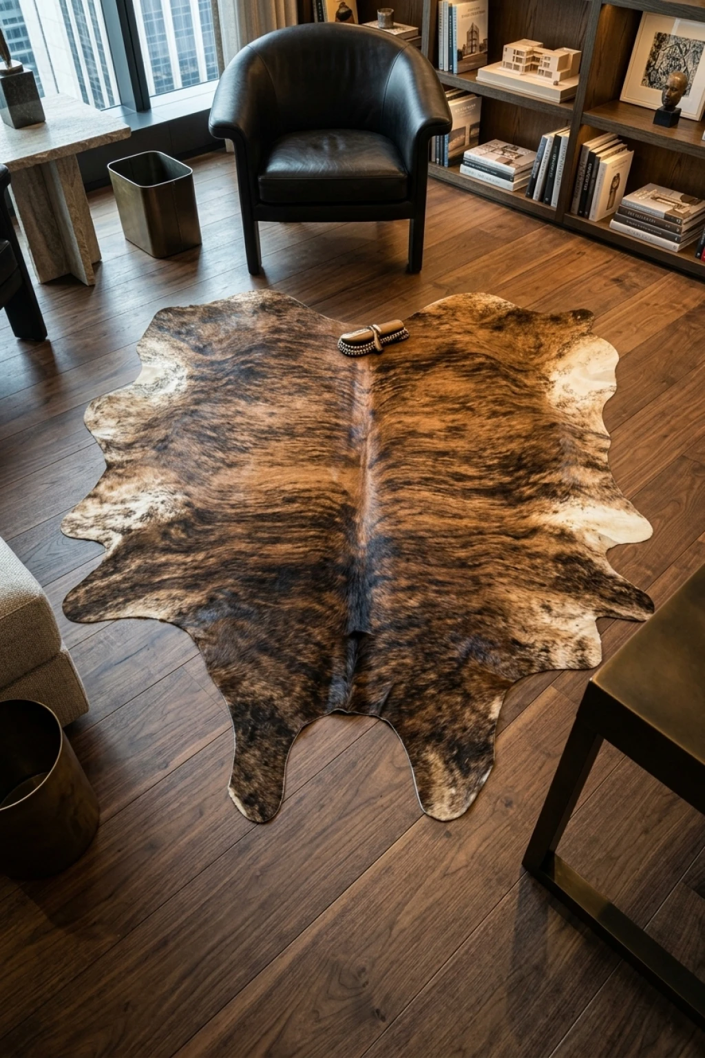  Brindle Cowhide Rug 7'3" L X 6'2" W