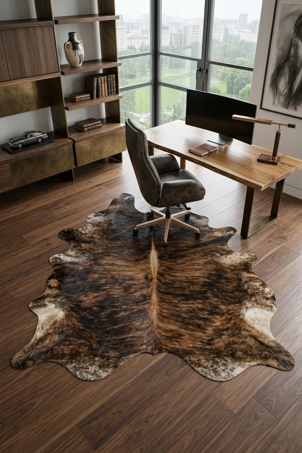  Brindle Cowhide Rug 7'5" L X 5'11" W