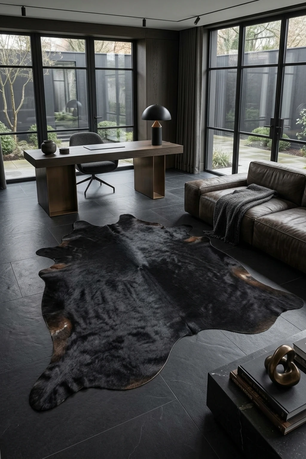 Ava Black Cowhide Rug 8'2" L X 6'4" W
