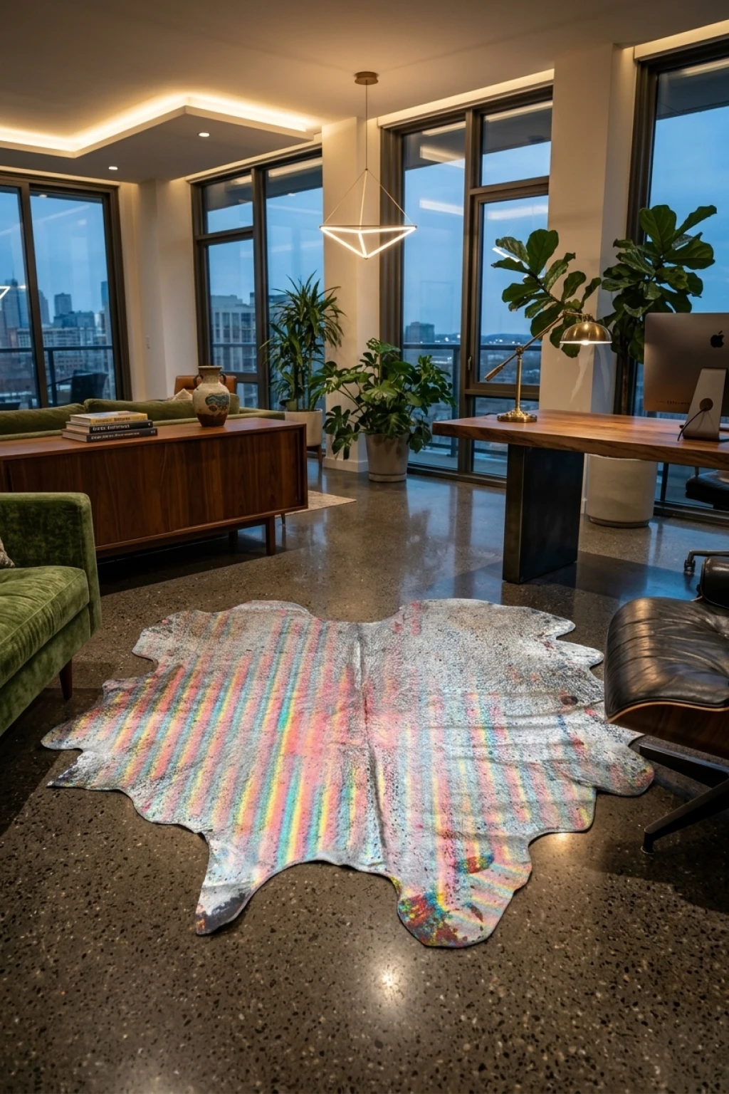 Luma Metallic Color Cowhide Rug 8'3" L X 7'6" W